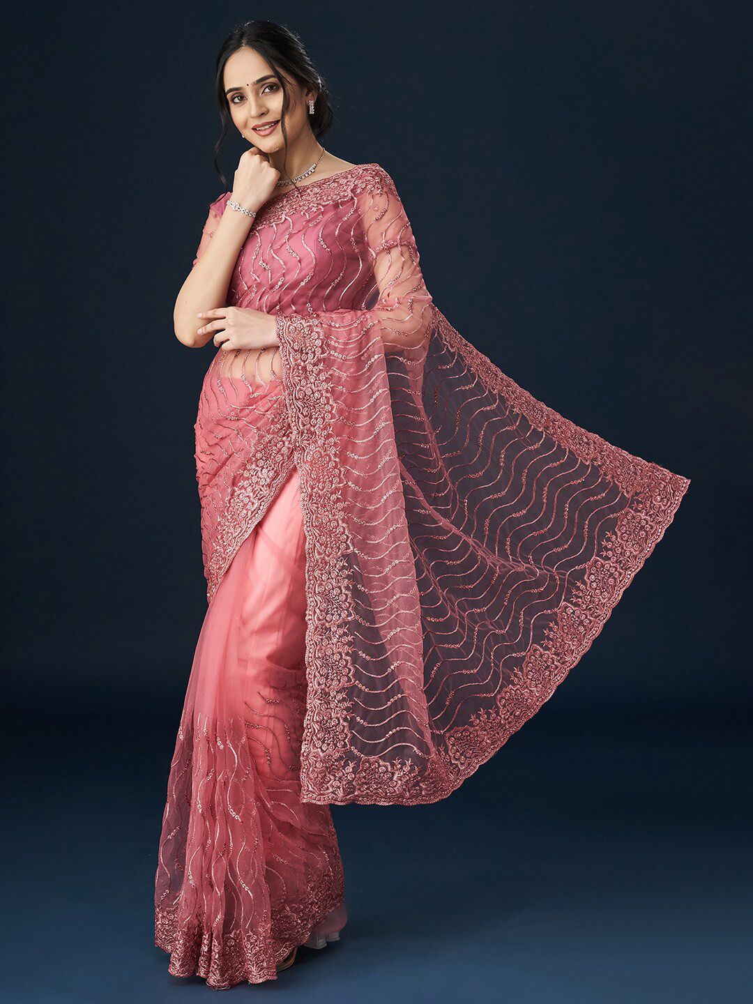 kasee Floral Embroidered Saree - Distacart