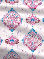 MYTRIDENT Moments Pink White Ethnic Pure Cotton 120 TC Queen Bedsheet Pillow Covers