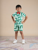 Snakes and Ladders Boys Green Table Print Shirt and Boxer Sets from Siblings Collection