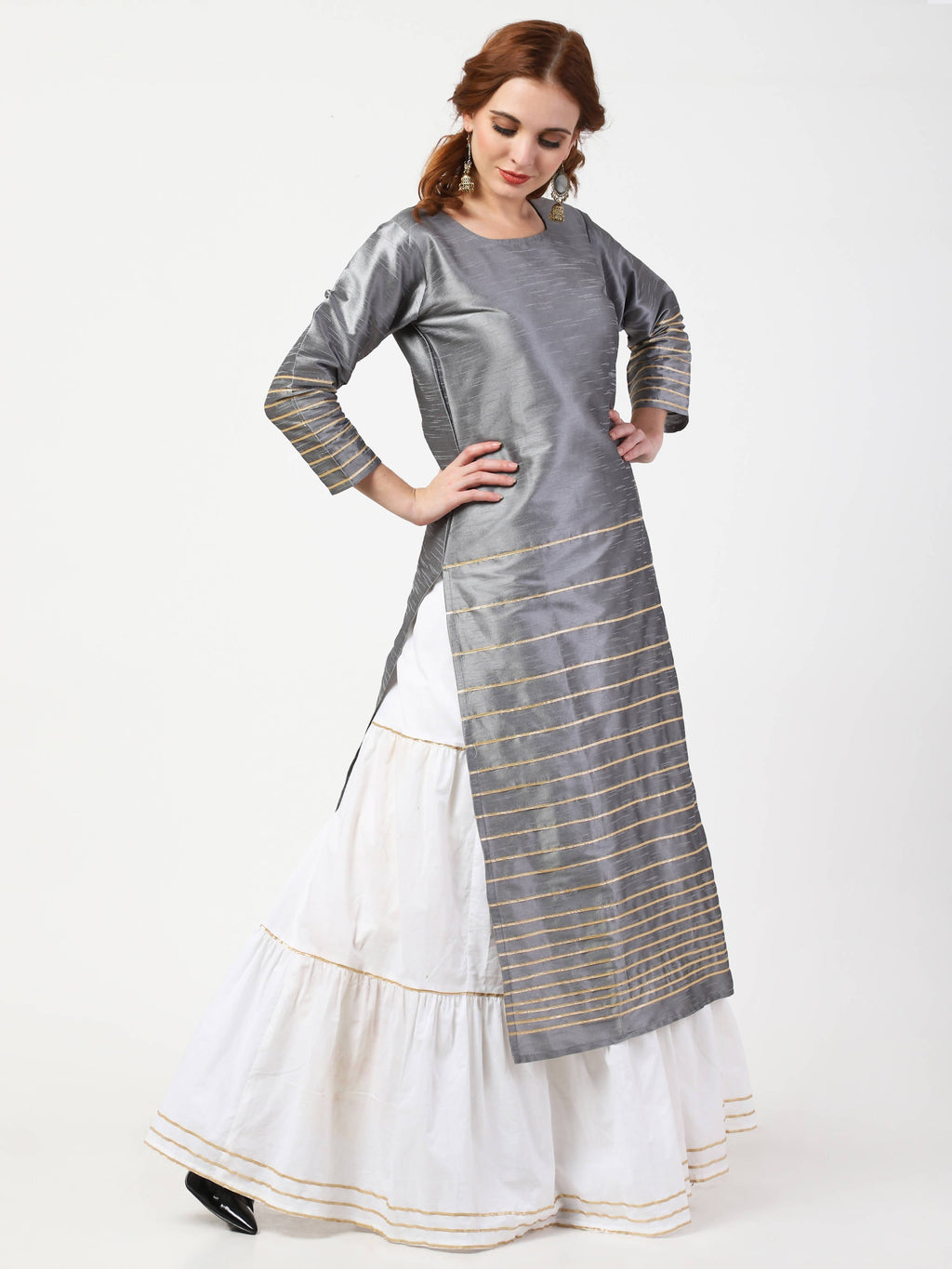 Cheera Kurta With Skirt & Embroidered Dupatta set (CH108KSD)