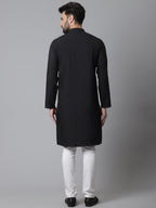 Even Apparels Black Solid Kurta With Band Collar - Distacart