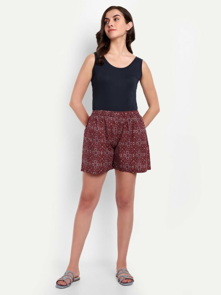 Alvano Printed Maroon Boxer Shorts