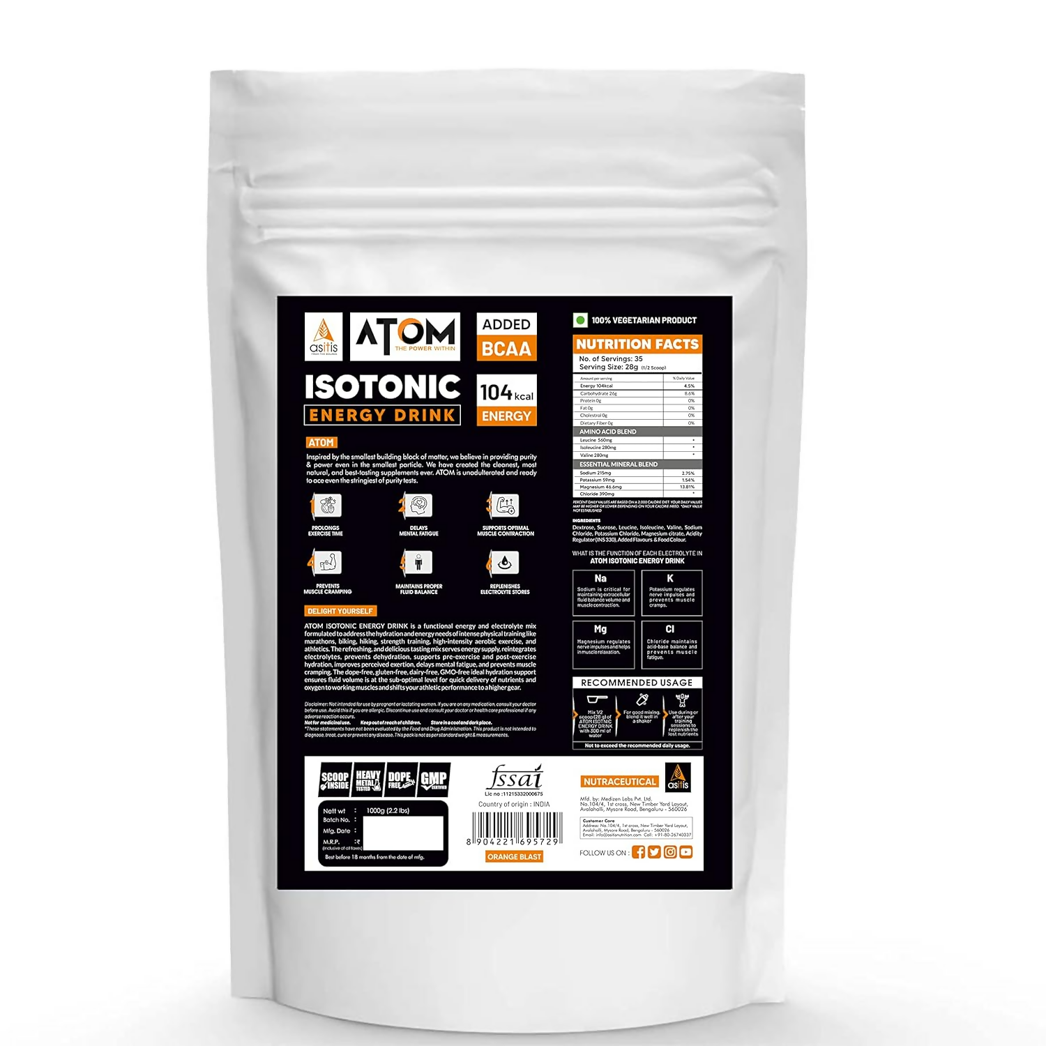 As-It-Is Atom Isotonic Energy Drink Orange Blast Flavor - Distacart