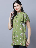 Myshka Stylish Green Viscose Short Sleeve Women's Top - Distacart