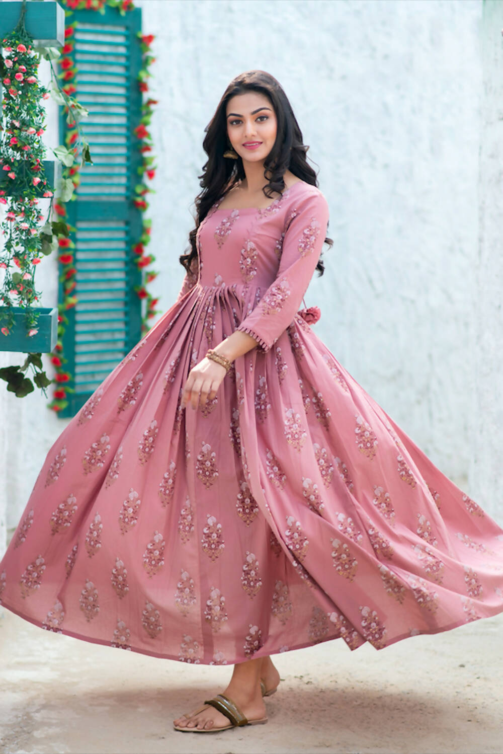Partywear Designer Digital Printed Gajri Pure Maslin Gown - Anbazaar - Distacart