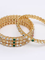 NVR Women Set of 4 Gold Plated Kundan Studded Bangles - Distacart