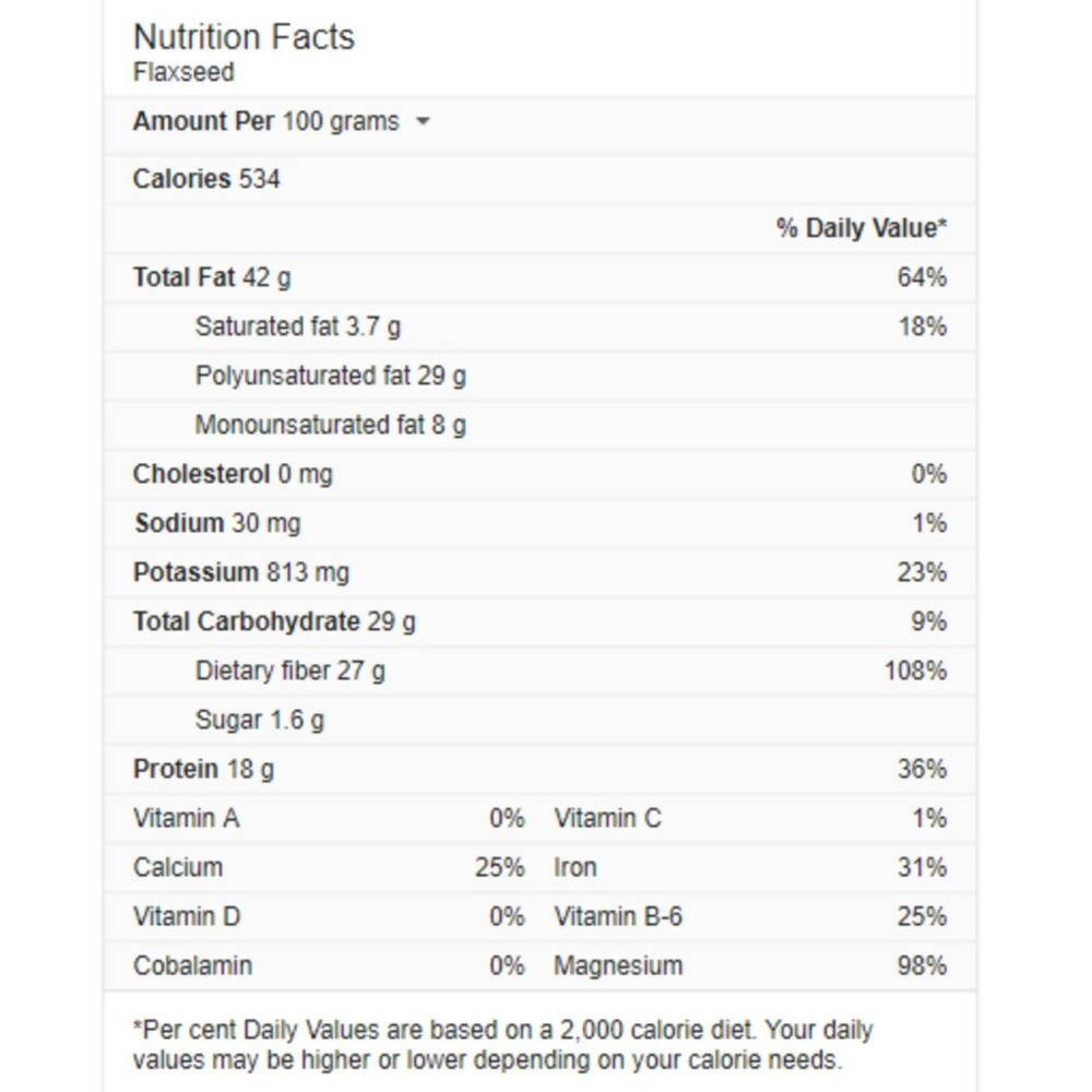 Freshon Flax Seeds Nutrition Facts