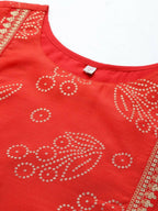 Ahalyaa Womens Red Colour Chanderi Printed Tunic - Distacart