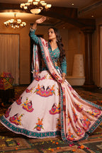 AI Fashion Light Pink Crepe Designer Navratri Wear Lehenga Choli Collection
