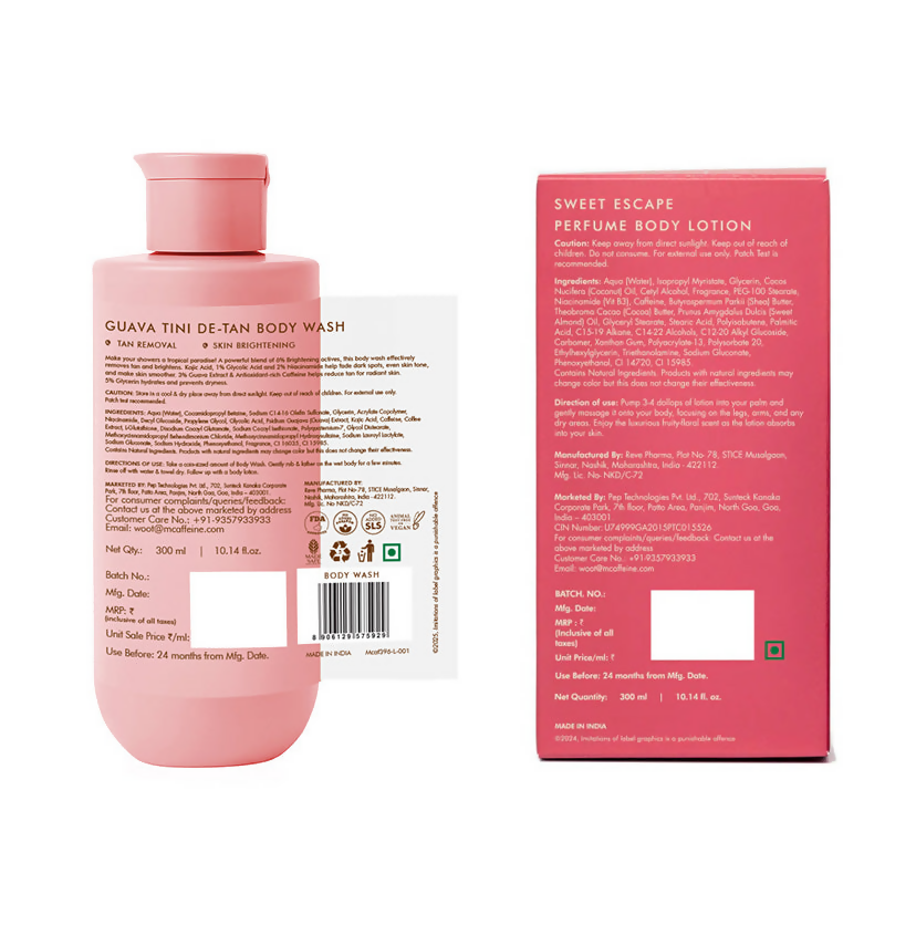 mCaffeine Pink Glow Set (Guava Body Wash & Sweet Escape Body Lotion) - Distacart