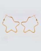 VOJ Women Gold Tonned Star Shape Hoop Stainless Steel Earrings - Distacart