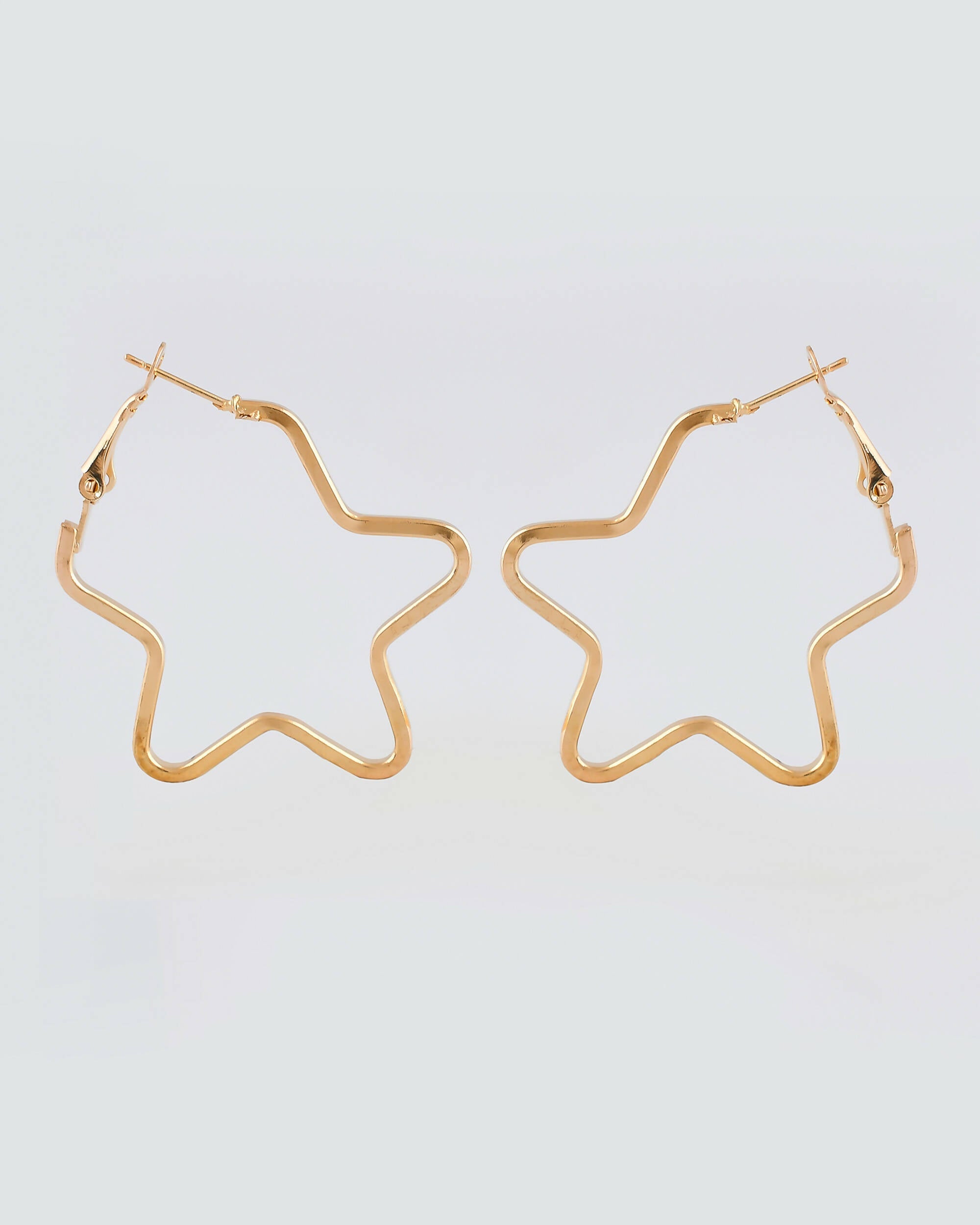 VOJ Women Gold Tonned Star Shape Hoop Stainless Steel Earrings - Distacart