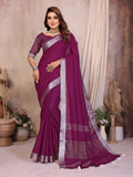 Anaita Purple Weaving Linen Cotton Saree With Blouse - Distacart