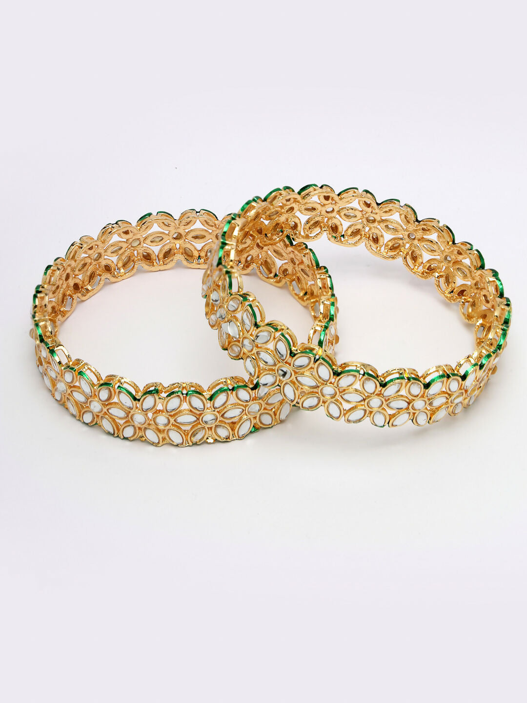 NVR Women Set of 2 Gold Plated Kundan Studded Bangles - Distacart