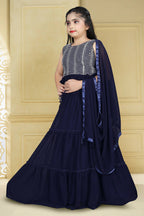 Wedding Designer Blue Georgette Kidswear Lehenga - Aaradhna