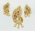 Multicolor AD Peacock Beautiful Pendant Set