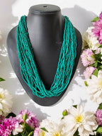 Inhanns Handmade Beaded Multilayer Necklace, 20 Layers - Sea Green