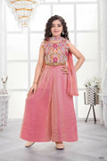 Traditional Designer Fandy Silk Pink Ethnic Fusion Wear - Anbazaar - Distacart