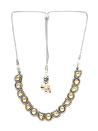Dual Tone Kundan Neckpiece (silver) - Ruby Raang