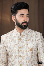 Joban Fashion Men's Off-White Base Silk Kurta with Pyjama