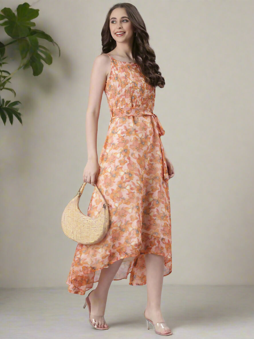 Souchii Floral Print Tiered Dress – Flowy Fit & Flare