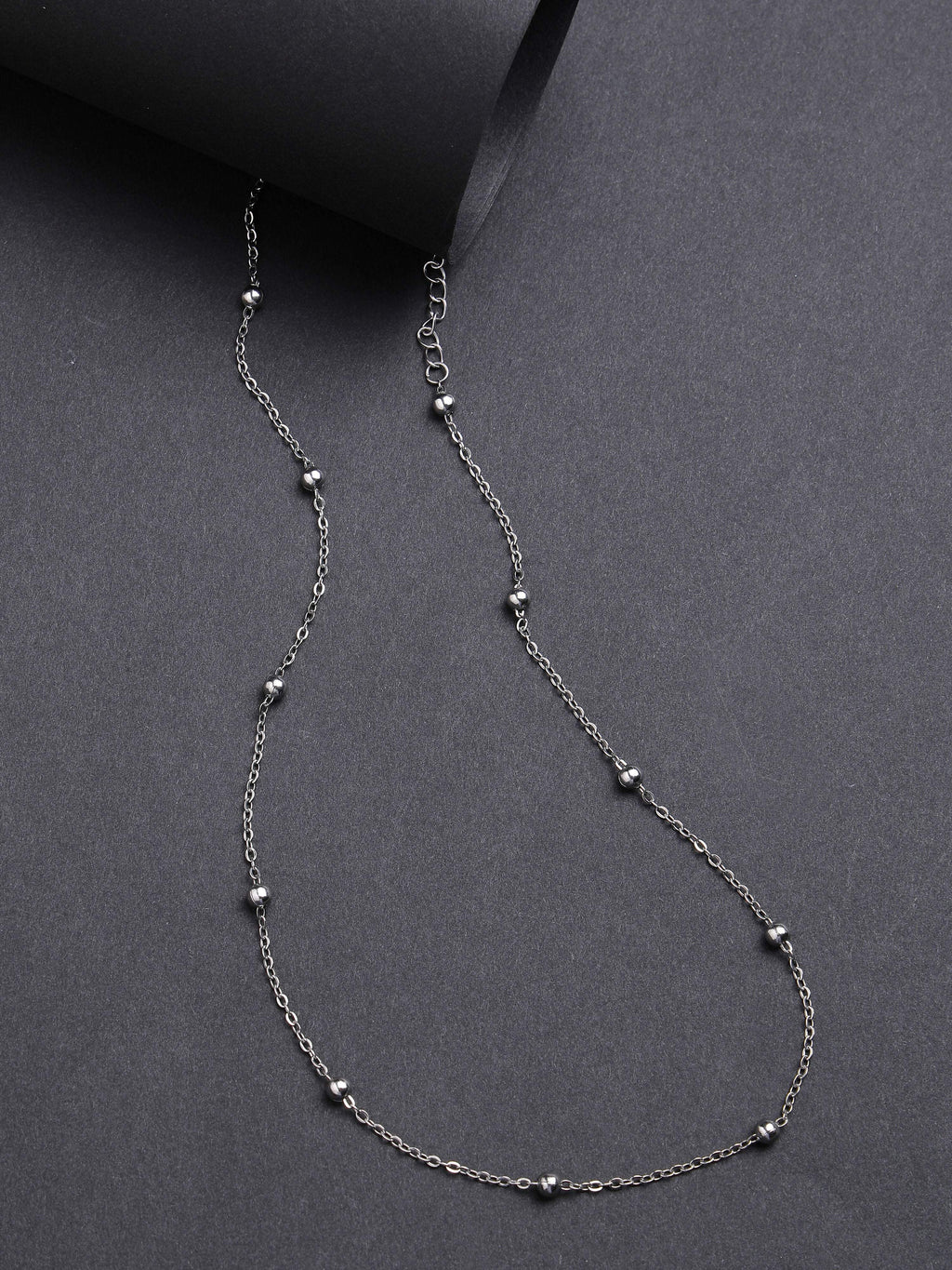 NVR Women's Silver-Toned Artificial Beads German Silver Oxidised Chain