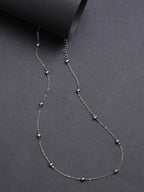 NVR Women's Silver-Toned Artificial Beads German Silver Oxidised Chain