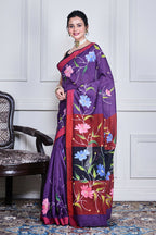 Morchari Multicolour Cotton Handloom Mirror Work Saree Unstitched Blouse - Distacart