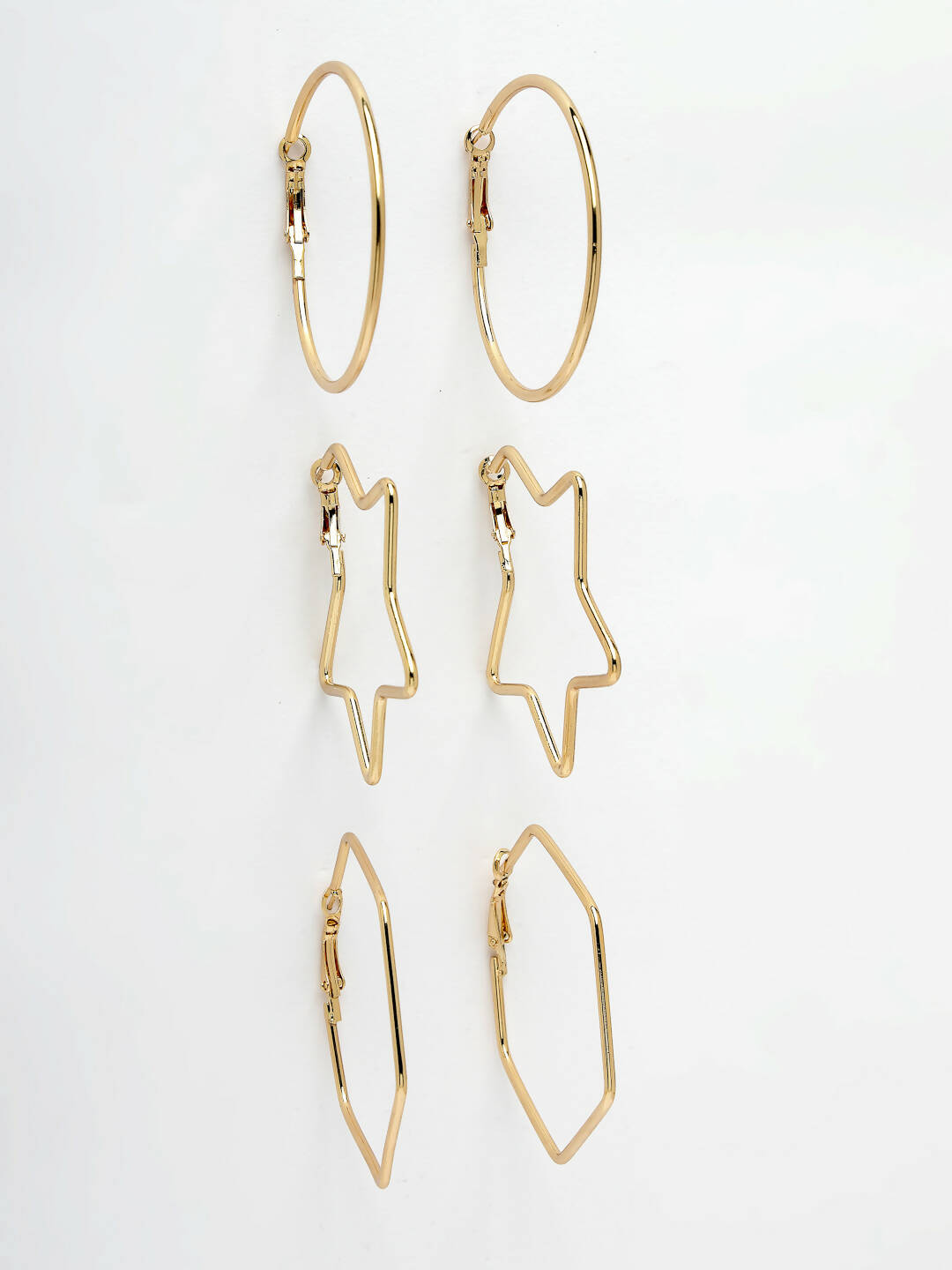 NVR Women Gold-Toned Geometric Hoop Earrings - Distacart