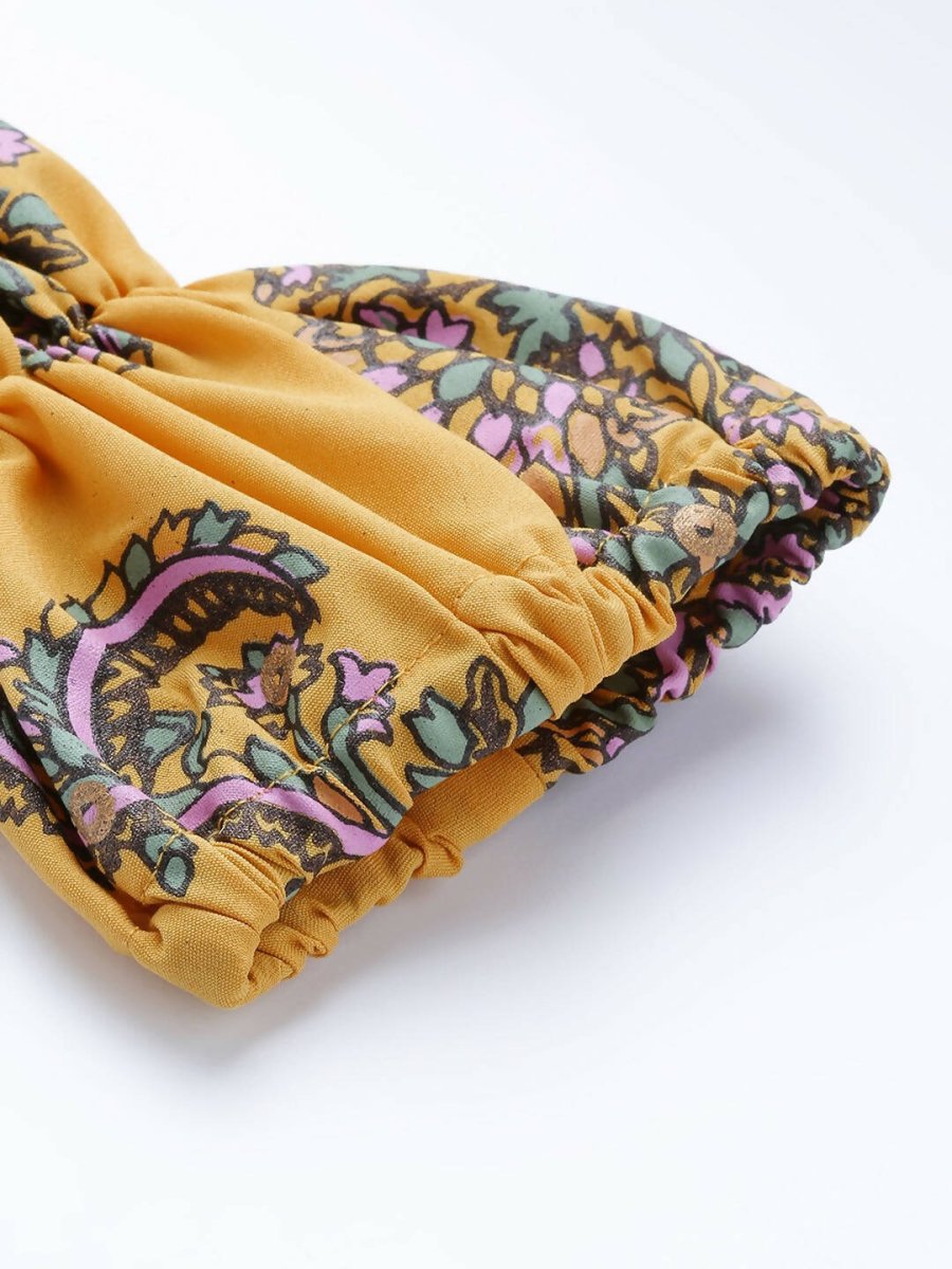 Ahalyaa Women Mustard Crepe Printed Kurta Churidar Set - Distacart