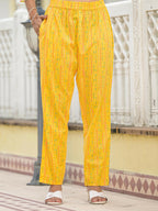 Juniper Women's Yellow Floral Printed Cotton Kurta Pant With Dupatta Set With Sequins & Thread Work