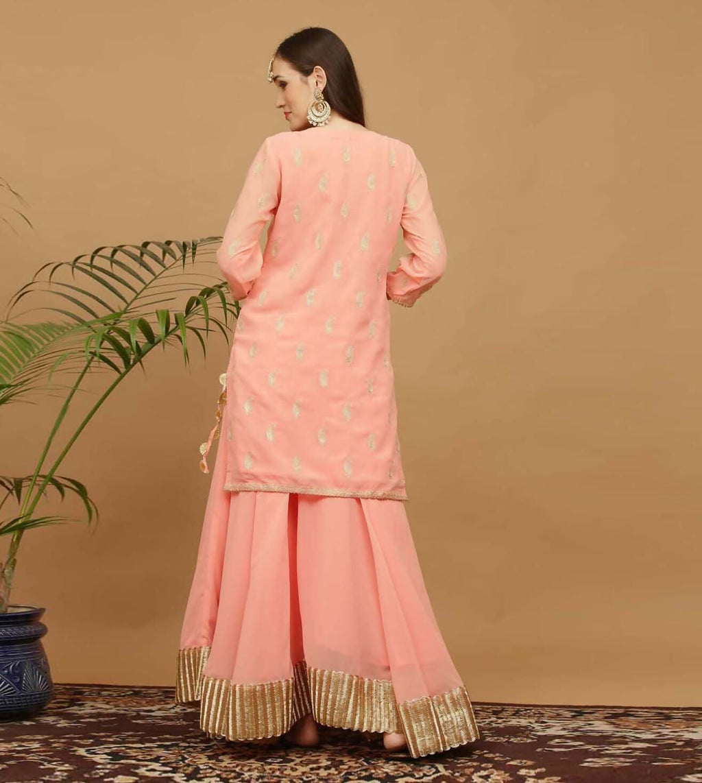 Joban Fashion Peach Georgette Lehenga Set