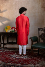 Falling Raw Silk Red Padma Gopala By Hilo Design