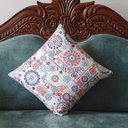 The Decor Nook Off White Base With Multicolour Circular Print Cushion Cover