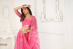 Eilara Women'S Pink Butterfly Net With Sequins And Embroidery Work Lehenga Choli For Party Wear