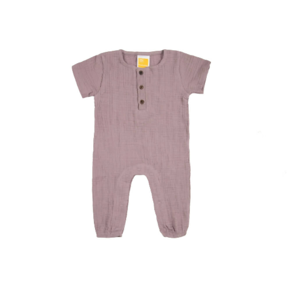 Sunshine Baby Cute Organic Muslin Cotton Babies Full Length Romper With Sleeve - Purple