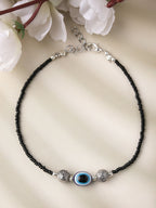 NVR Women Set of 2 Brass-Plated Stone-Studded & Evil Eye Beaded Anklet - Distacart