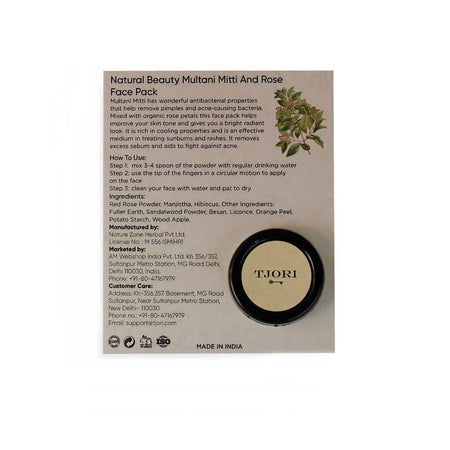 Tjori Natural Beauty Multani Mitti And Rose Face Pack