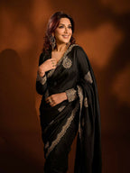Joban Fashion Black Rangoli Crush Silk Party Wear Sarees - Distacart