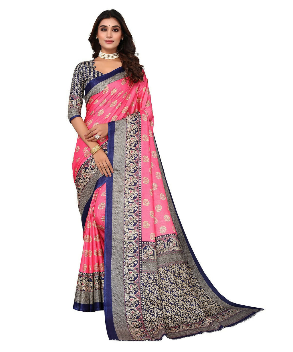 Vamika peach Printed Art Silk Saree