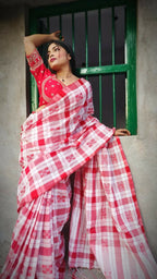 ECDCKCHCheckSareeRed (5)