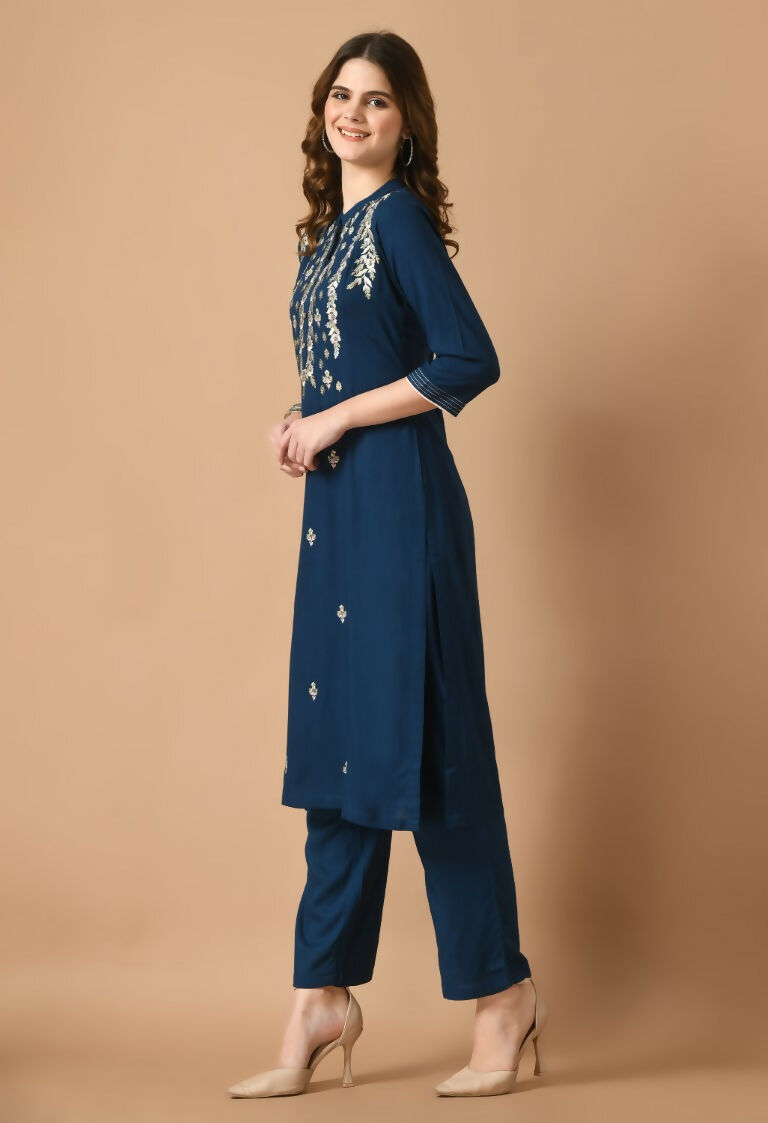 Joban Fashion Navy Cotton Rayon Kurta Set