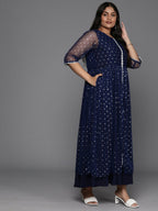 Ahalyaa Women's Traditional wear Ethnic Dress - Navy Blue - Distacart