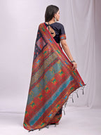 Shree Shyam Fashion Vastraloom Navy Blue Linen Cotton Saree