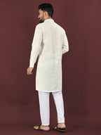 Anaita Beige Embroidered Silk Straight Kurta