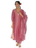 The52 Gajri Women's Beautiful Embroidered Rayon Fabric with Straight Kurta, Pant and Dupatta Set - Distacart