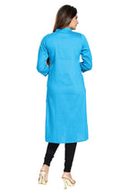 Snehal Creations Raw Silk Embroidery Blue Straight Tunic