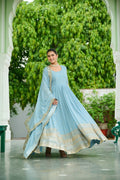Joban Fashion Sky Blue Georgette Sequence Embroidery Work Kurta Set - Distacart
