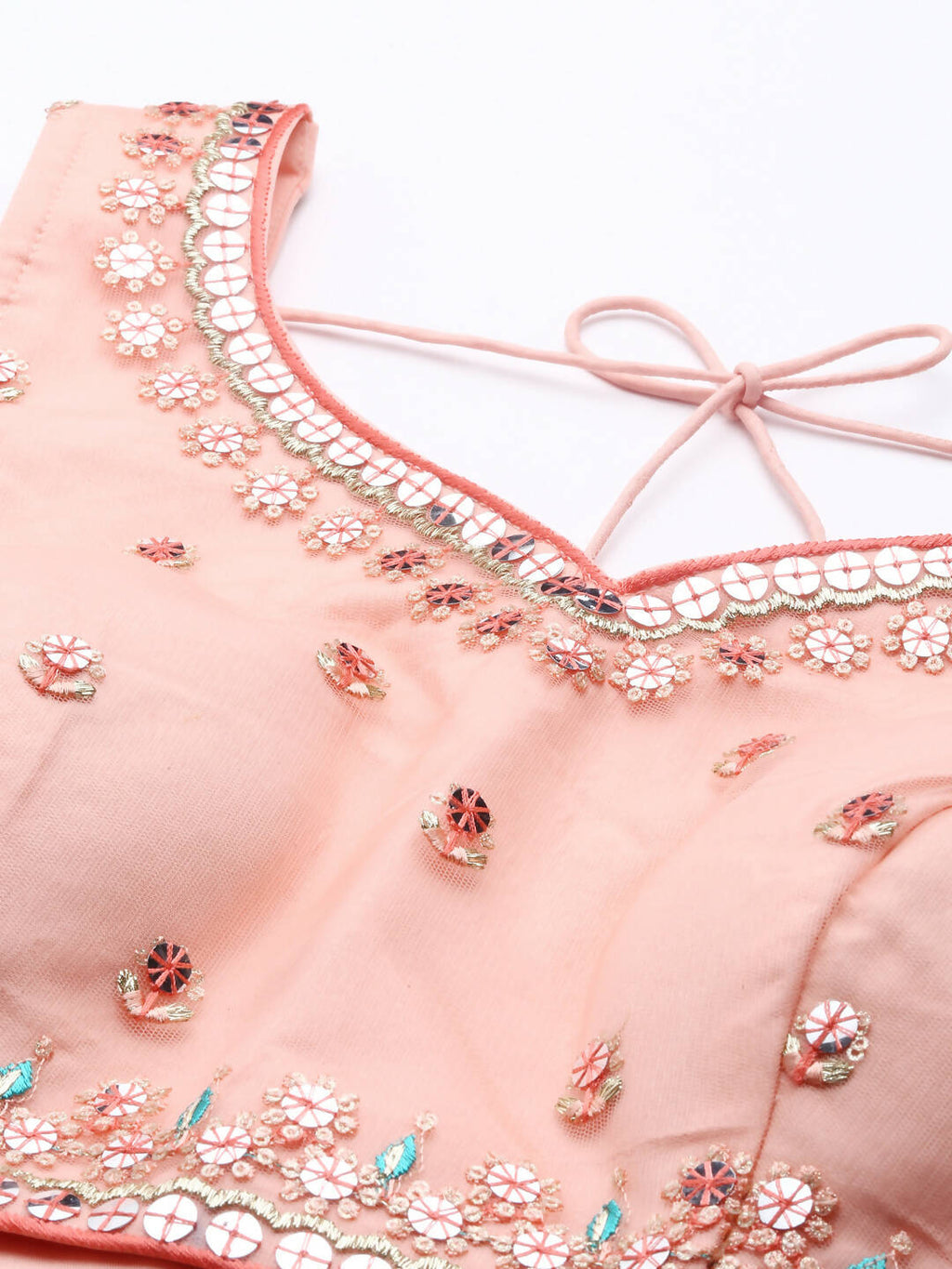House of Panchhi Peach Net Sequinse Work Lehenga & Blouse, Dupatta