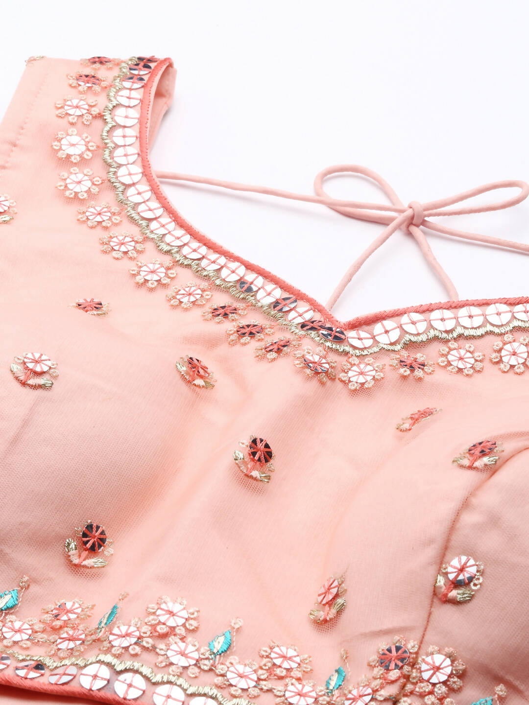 House of Panchhi Peach Net Sequinse Work Lehenga & Blouse, Dupatta